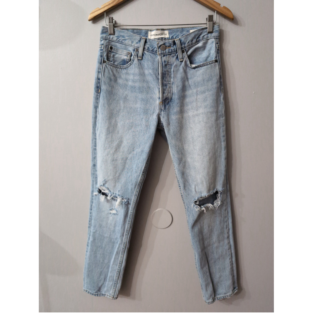 Aritzia Denim Forum The Ex Boyfriend Blue Denim Jeans Women Sz 26 Distressed